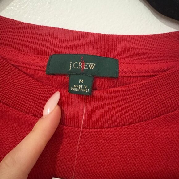 NWT J. Crew Heavy 100% Cotton T Shirt Medium Red w Stripes - Picture 2 of 4